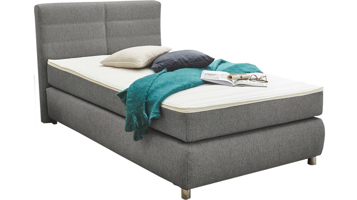 Einrichtungshaus Hansel Delbruck Westenholz Raume Schlafzimmer Betten Bettgestell Polsterbettgestell Boxspringbett Comfortmaster Boxspringbett Hellgraues Flachgewebe 308 09 Liegeflache Ca 120 X 200 Cm
