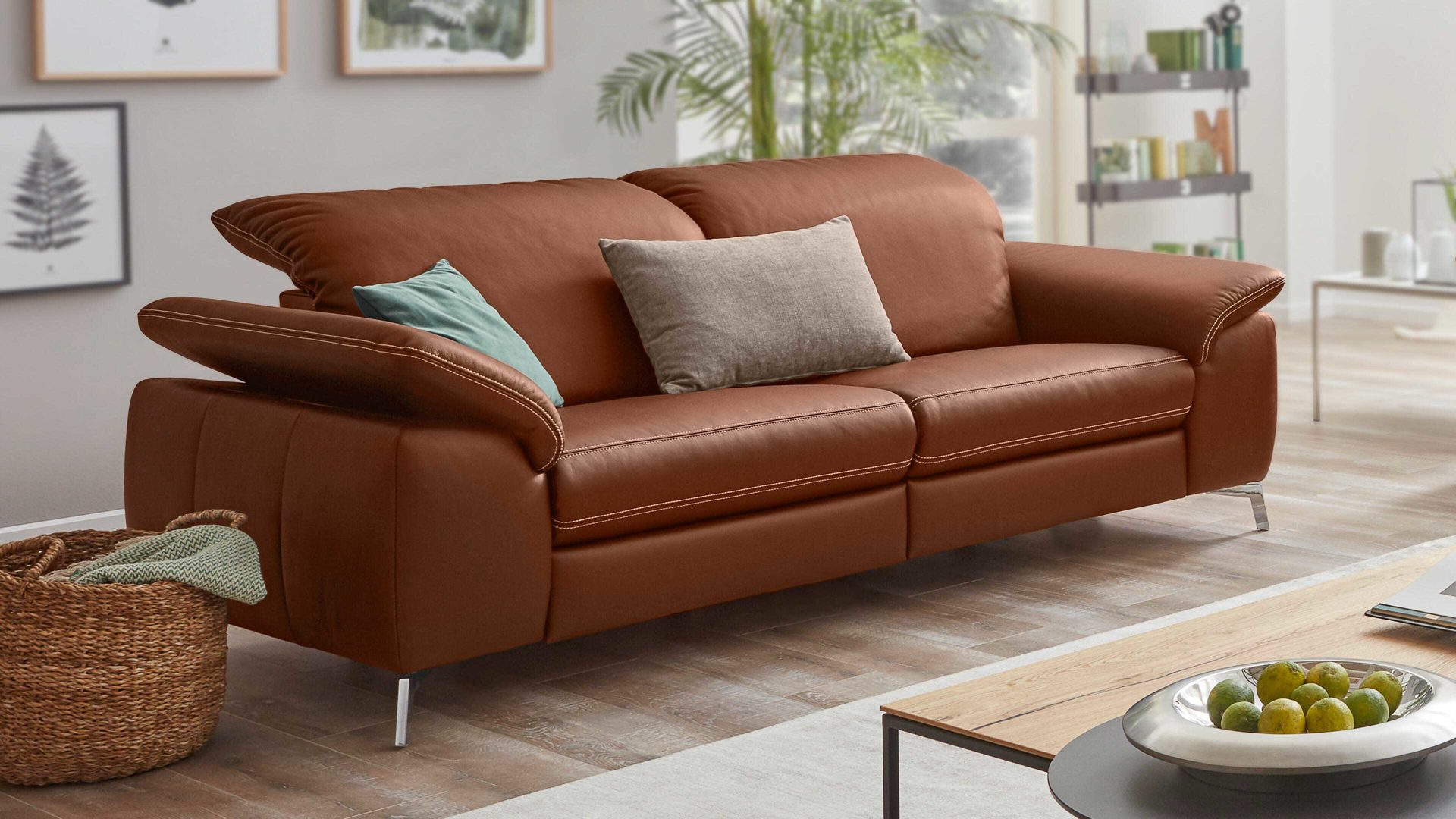 Einrichtungshaus Hansel Delbruck Westenholz Mobel A Z Sessel Hocker Relaxsessel Interliving Interliving Sofa Serie 4101 Zweisitzer Maxi Brandyfarbenes Leder Torero Metallfusse Breite Ca 264 Cm